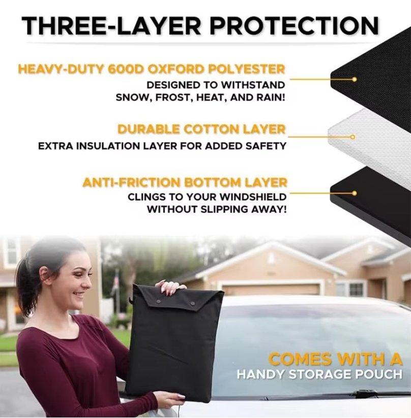 Customized Universal Car Cover Front Window Windshield Protector Snow Cover made of Durable Polyester Covers Entire Car Body - Image 5