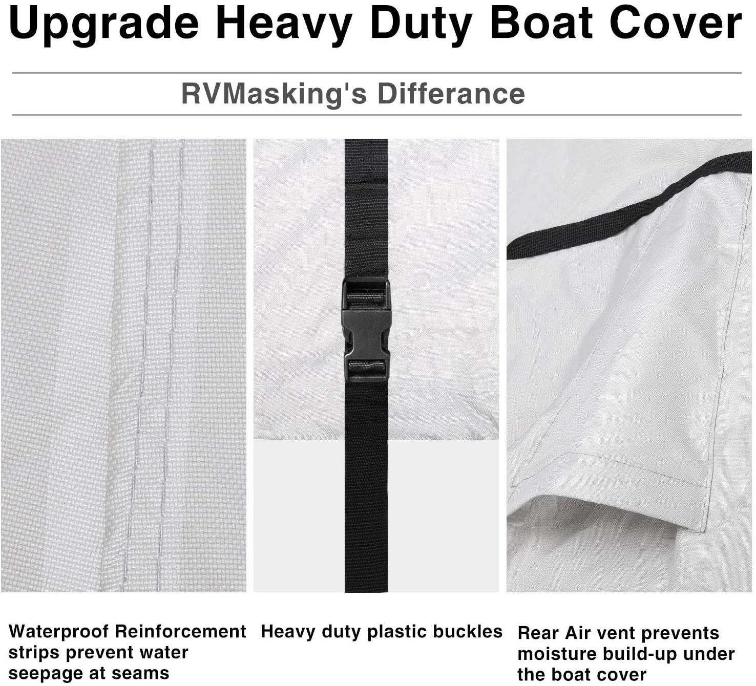 Marine Grade Trailerable PVC Cover Fits V-Hull Tri-Hull 23 Foot Cover Waterproof Lightweight Boat Cover - Image 5