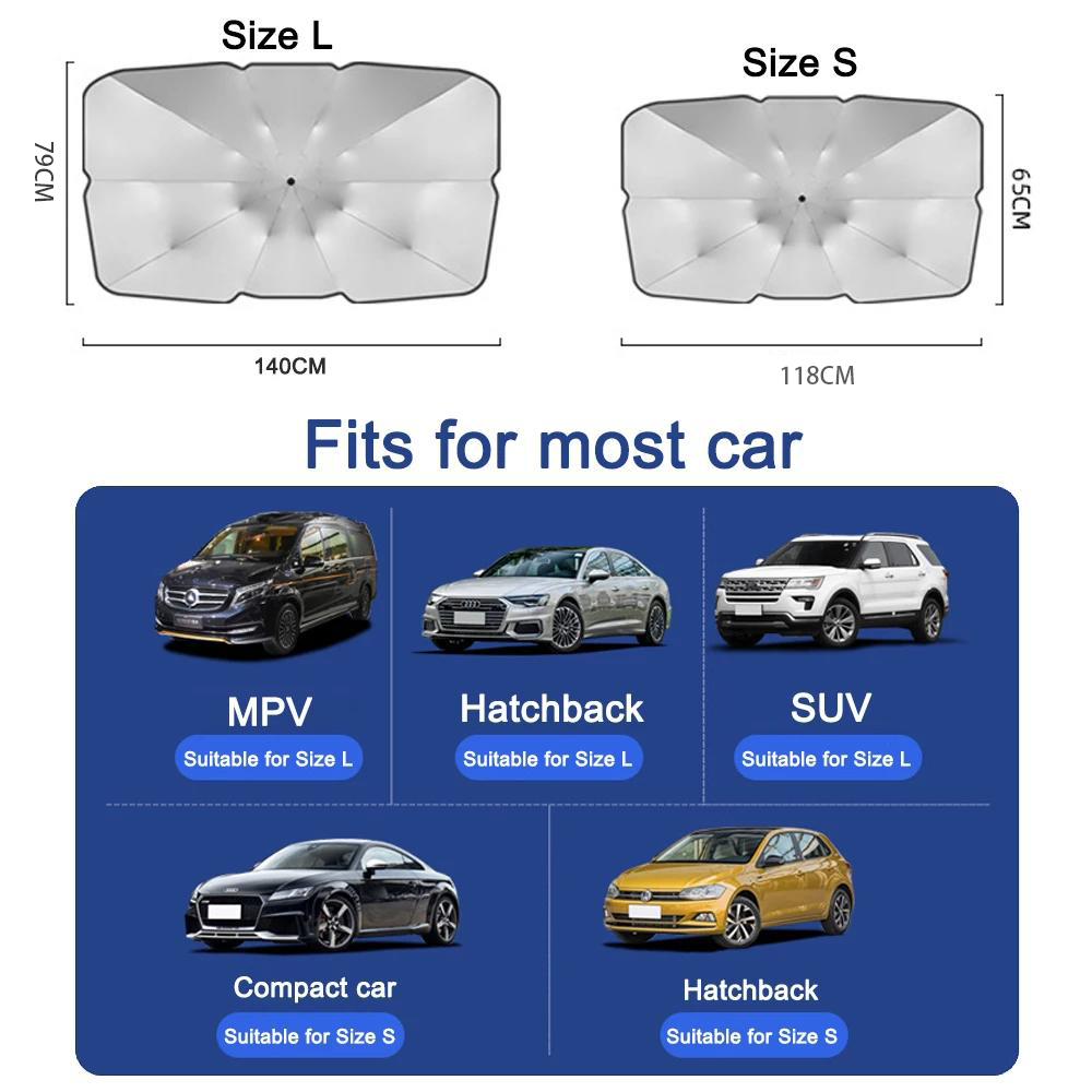 Hot Sale 170T & 190T UV Car Sunshade Foldable Front Window Visor for Women - Image 6