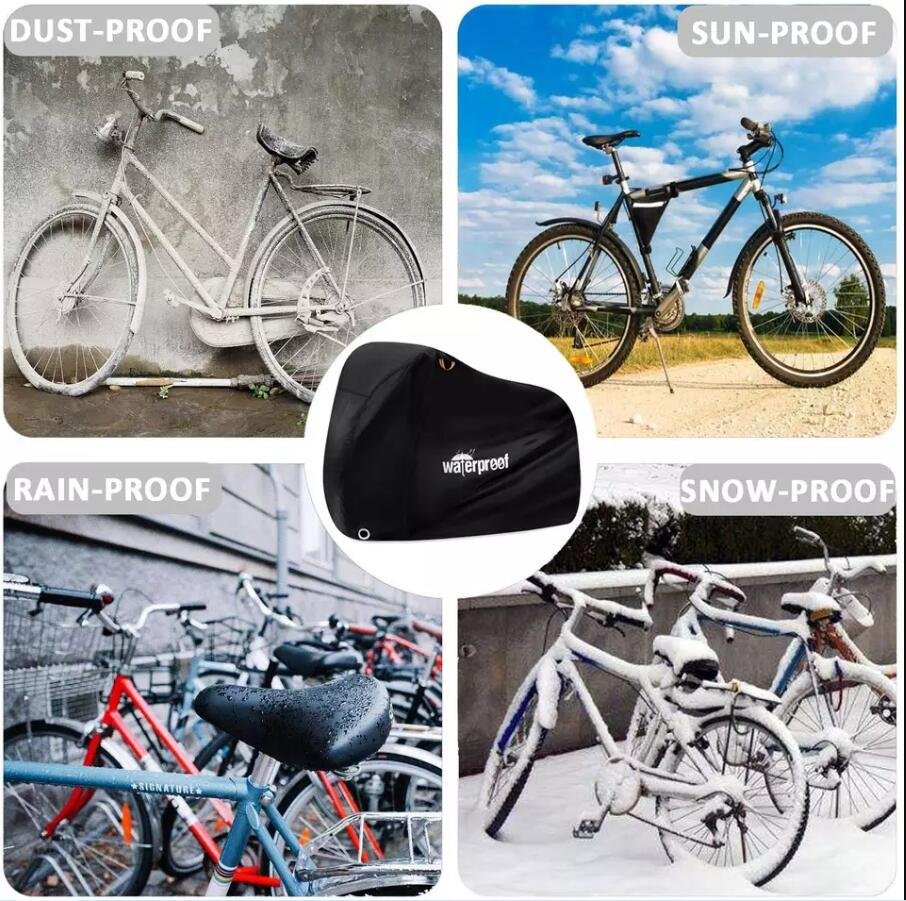 Custom Logo 210D Oxford Fabric Electric Bicycle Bike Cover All Season Waterproof & Resistant Outdoor Covered Protection - Image 6