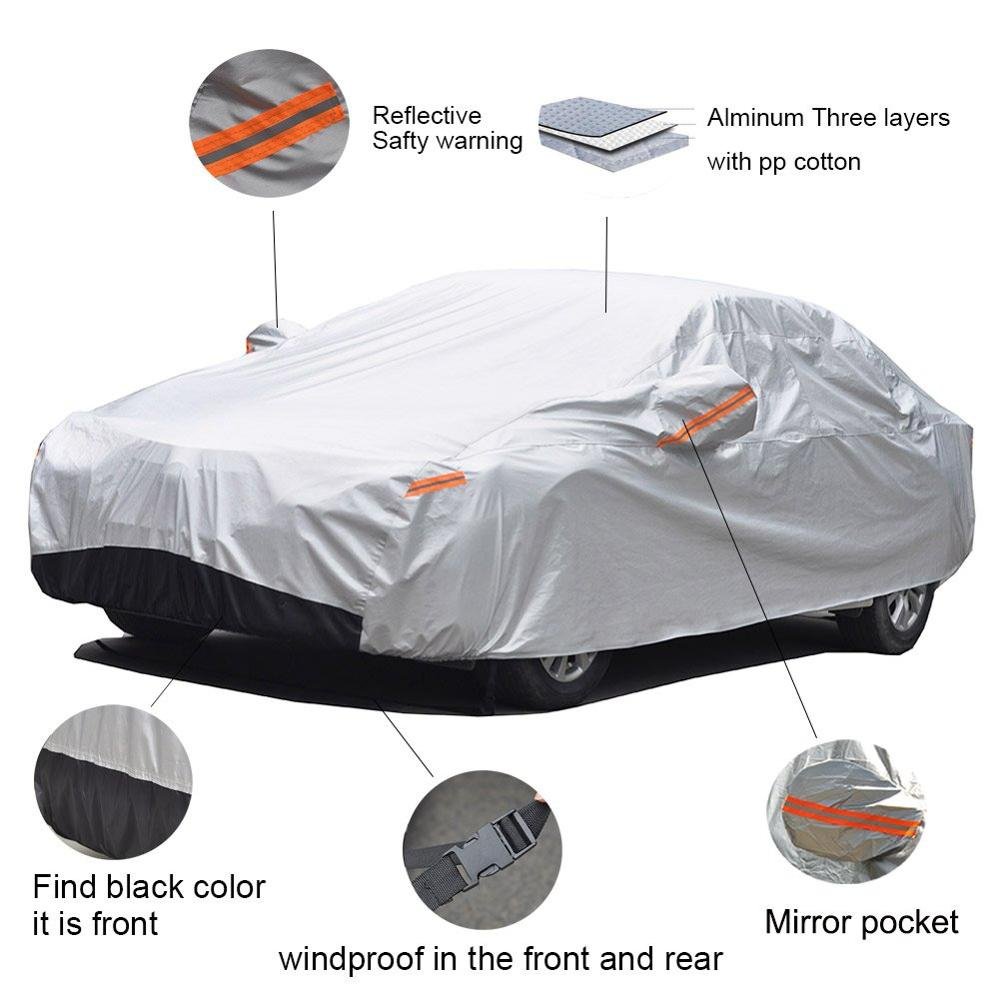 High Quality Cheap Price with Mirror Pocket and Reflective Stripe Windshield Cover Car Top Cover - Image 6