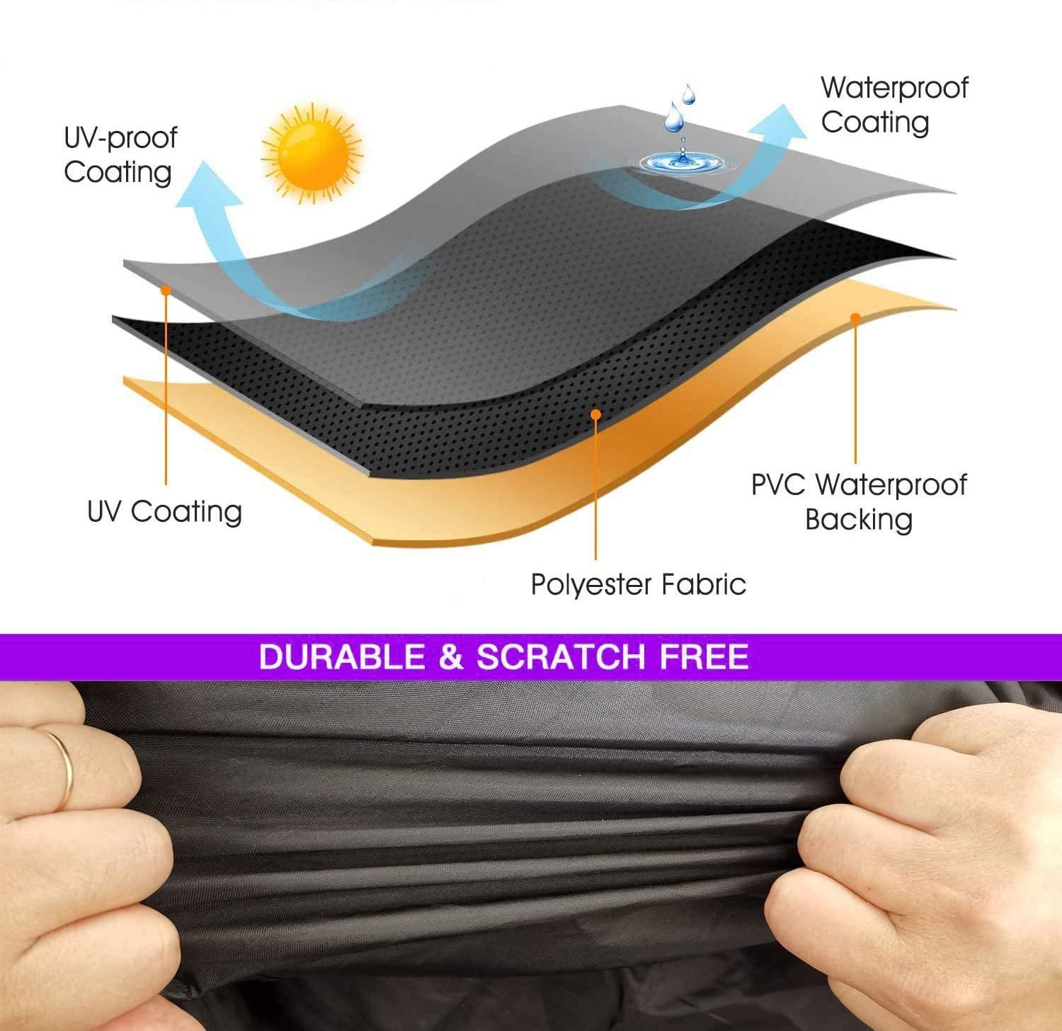 New 190T Polyester Tufts Coated Silver ATV/UTV/Scooter Vehicle Cover with Anti-UV Protection - Image 6