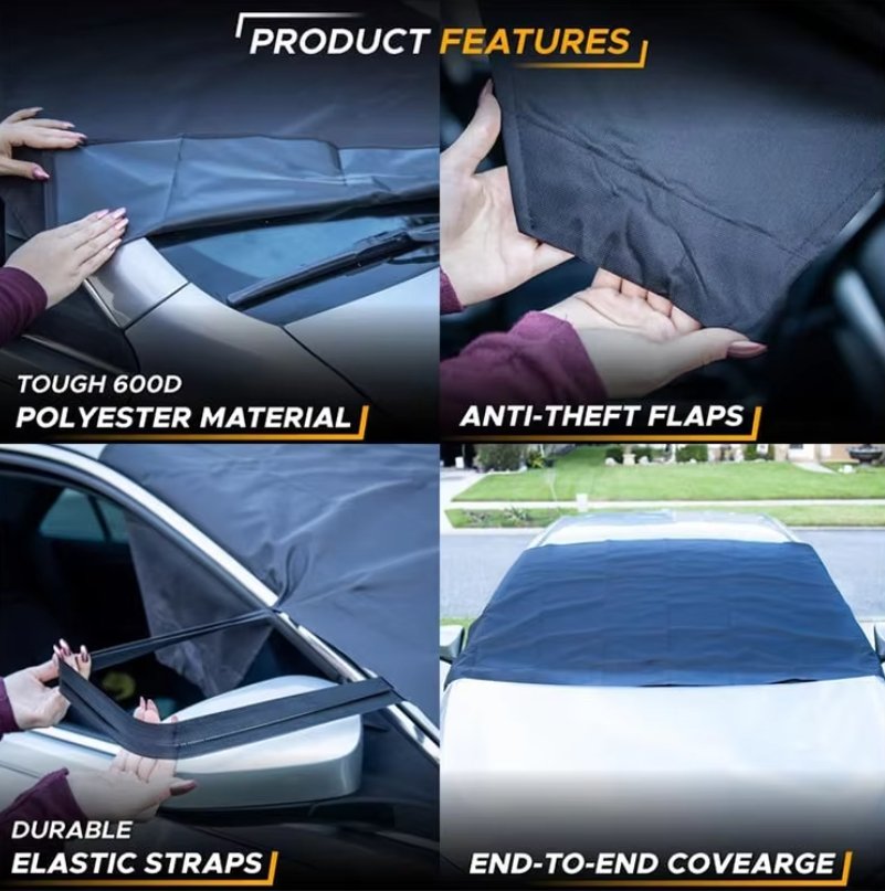 Customized Universal Car Cover Front Window Windshield Protector Snow Cover made of Durable Polyester Covers Entire Car Body - Image 6
