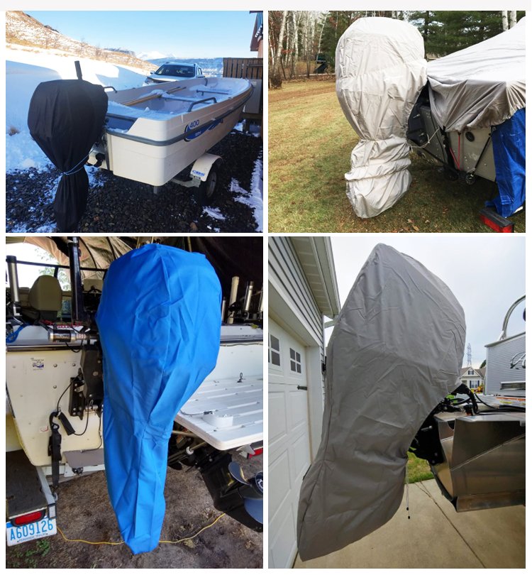 Heavy Duty Durable Outboard Boat Canvas Cover Trailerable Marine Motor Engine Cover - Image 6